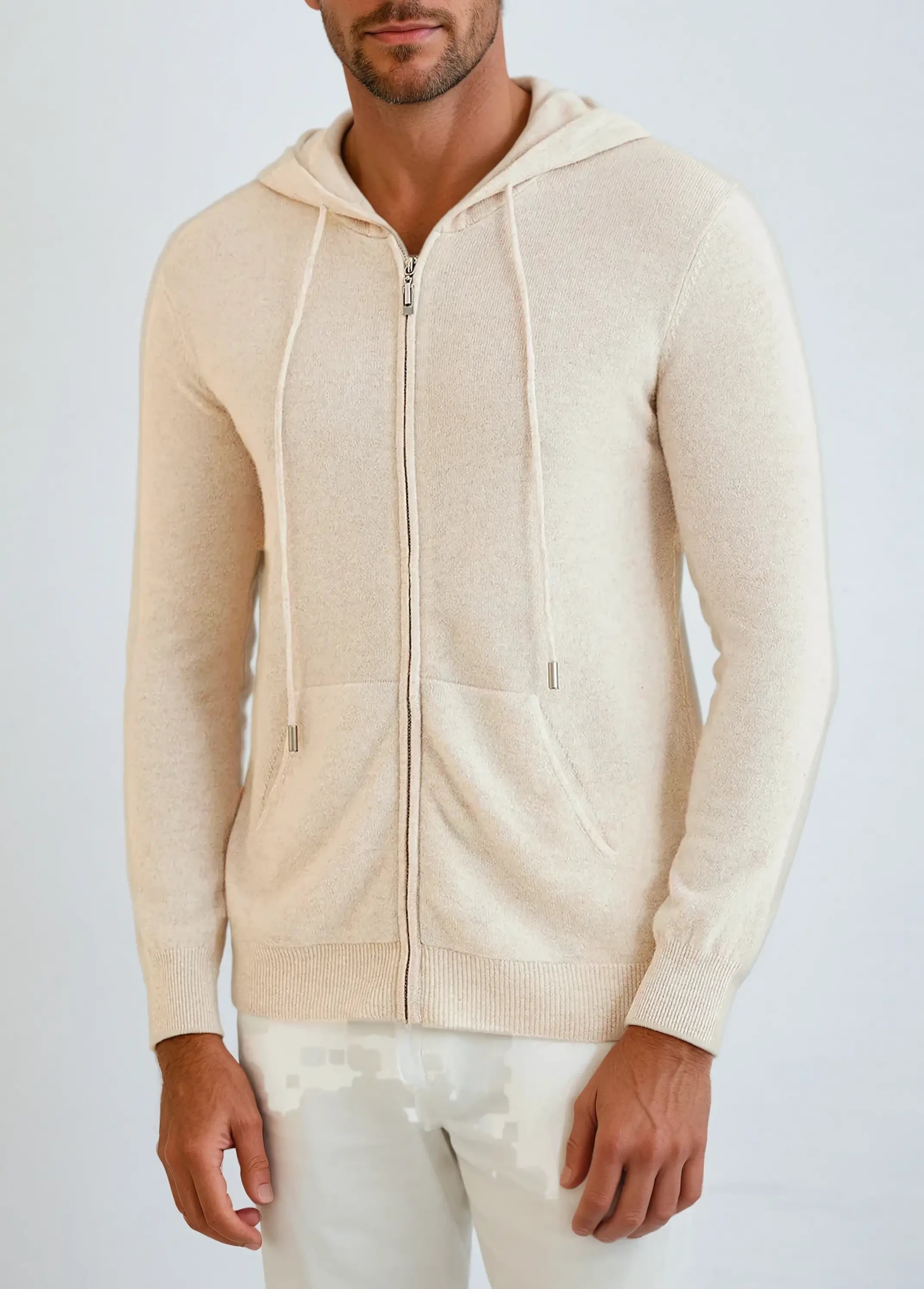 Cashmere Strik Zip Vest - Crème Beige
