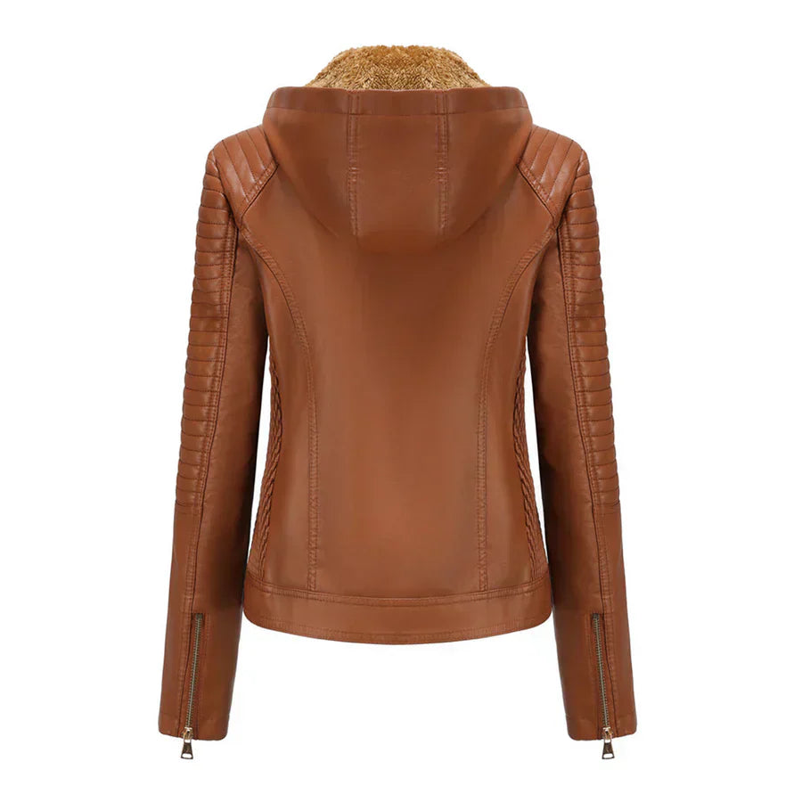 Tuva | Stilfuld Hættejakke i Faux Læder