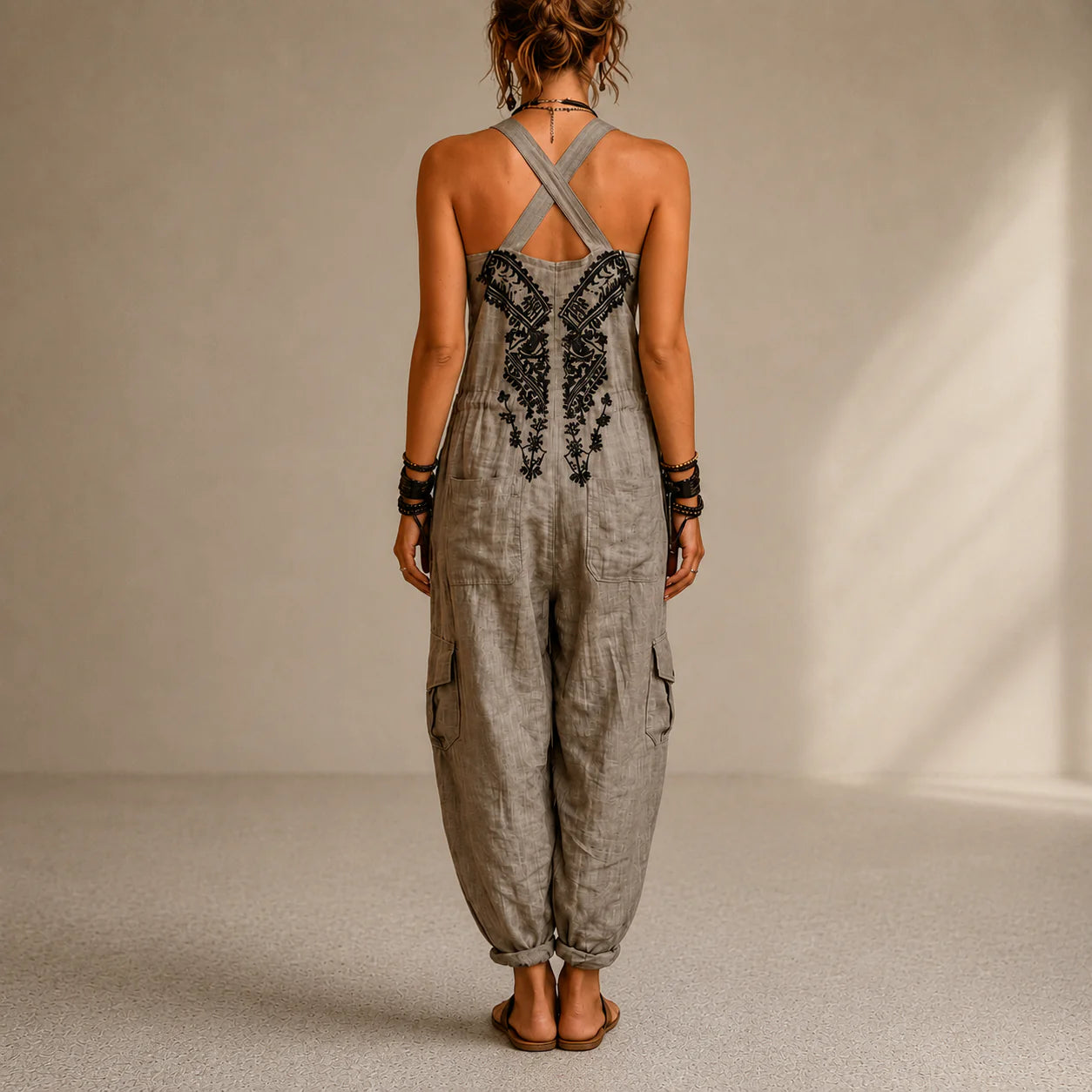Isabella™ | Boheme jumpsuit med broderi