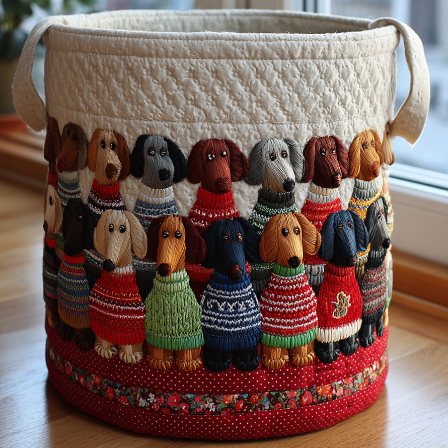 Gravhundeparade – quiltet opbevaringskurv
