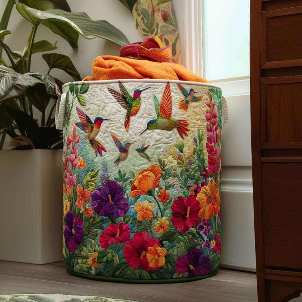 Fugle og Blomster – quiltet opbevaringskurv