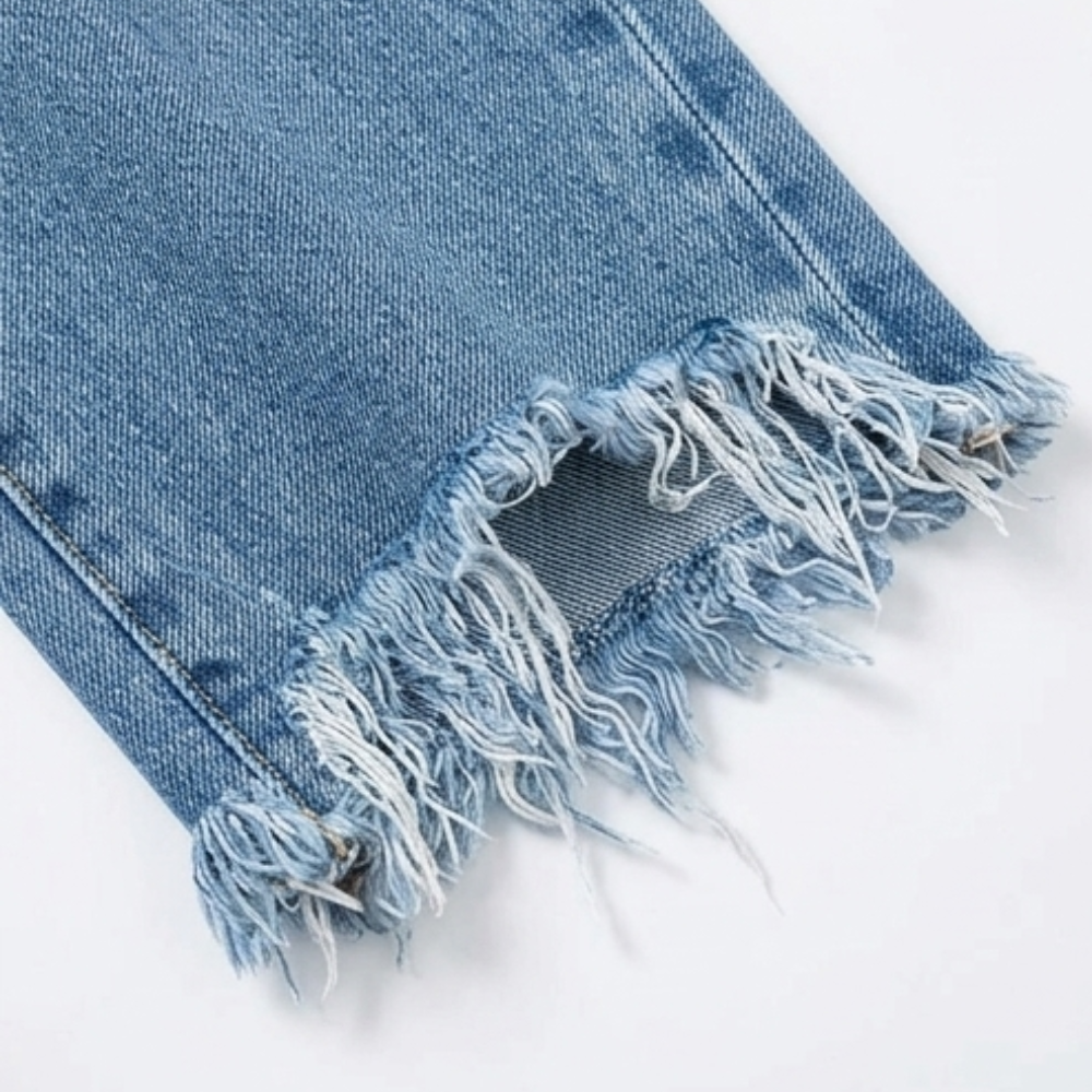Vivara | Cropped Jeans med Frynsede Kanter