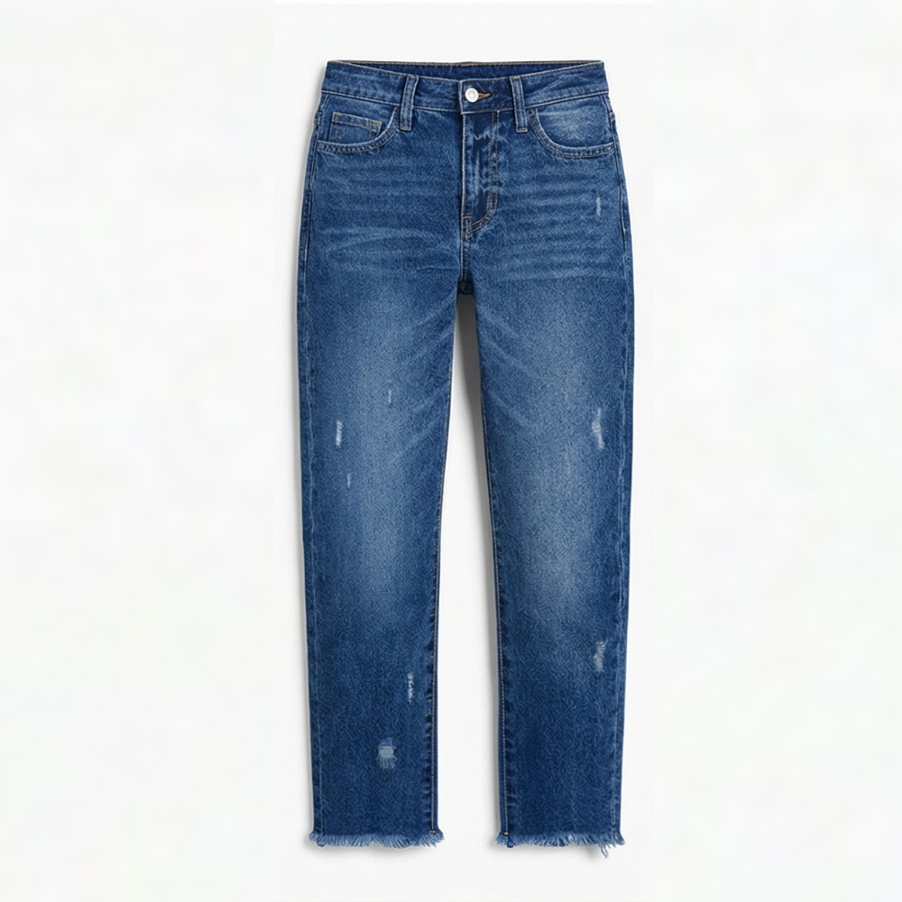 Vivara | Cropped Jeans med Frynsede Kanter