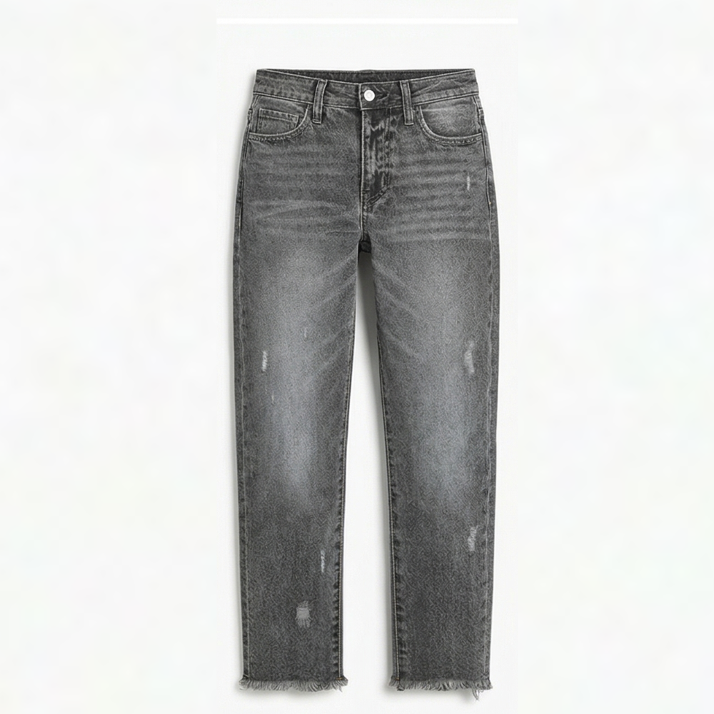 Vivara | Cropped Jeans med Frynsede Kanter
