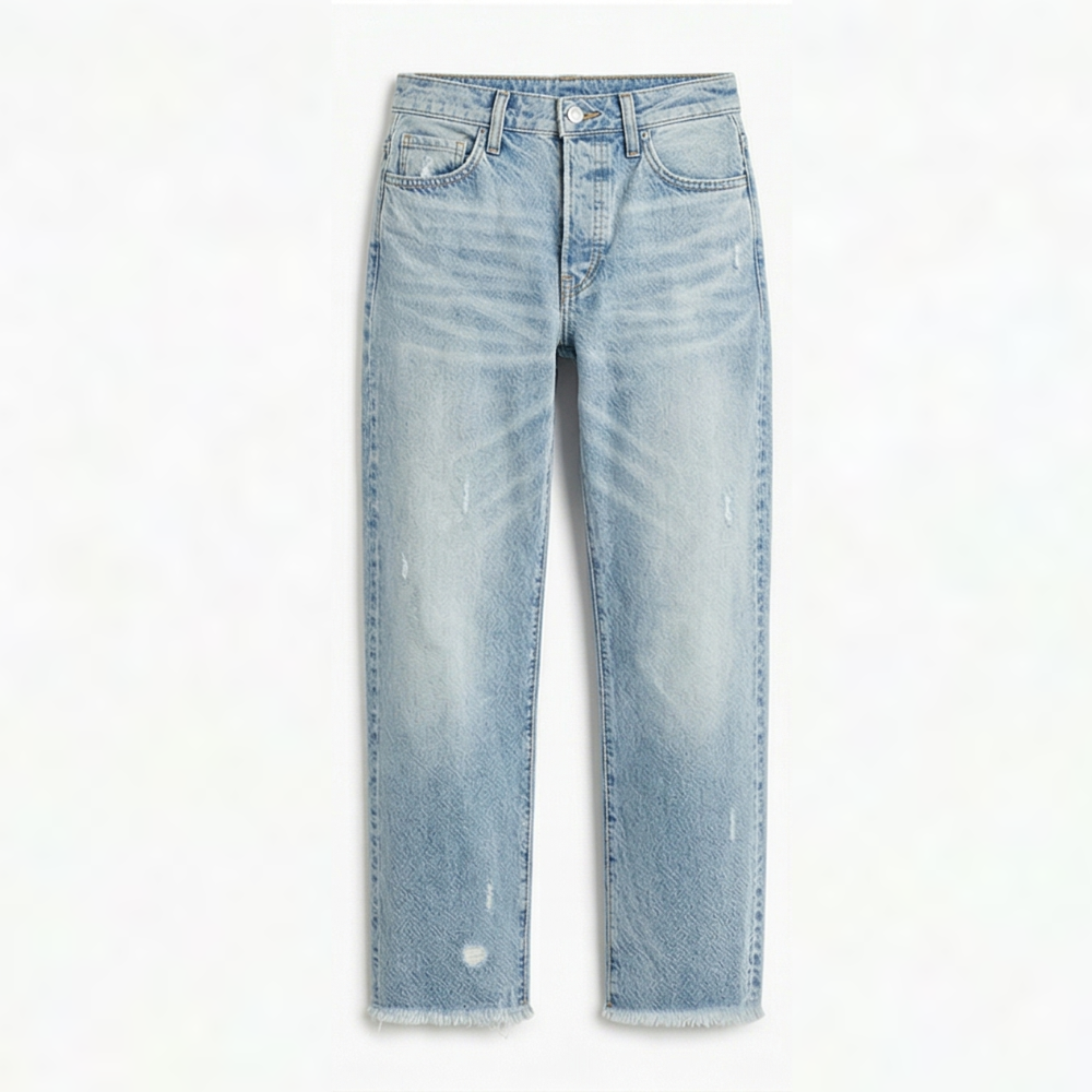 Vivara | Cropped Jeans med Frynsede Kanter