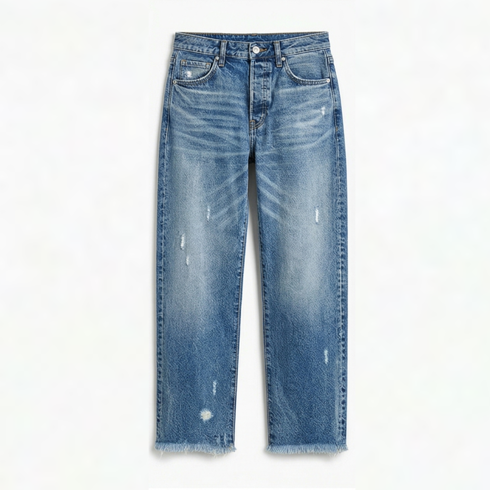 Vivara | Cropped Jeans med Frynsede Kanter