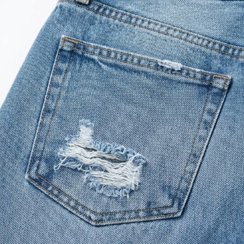 Vivara | Cropped Jeans med Frynsede Kanter