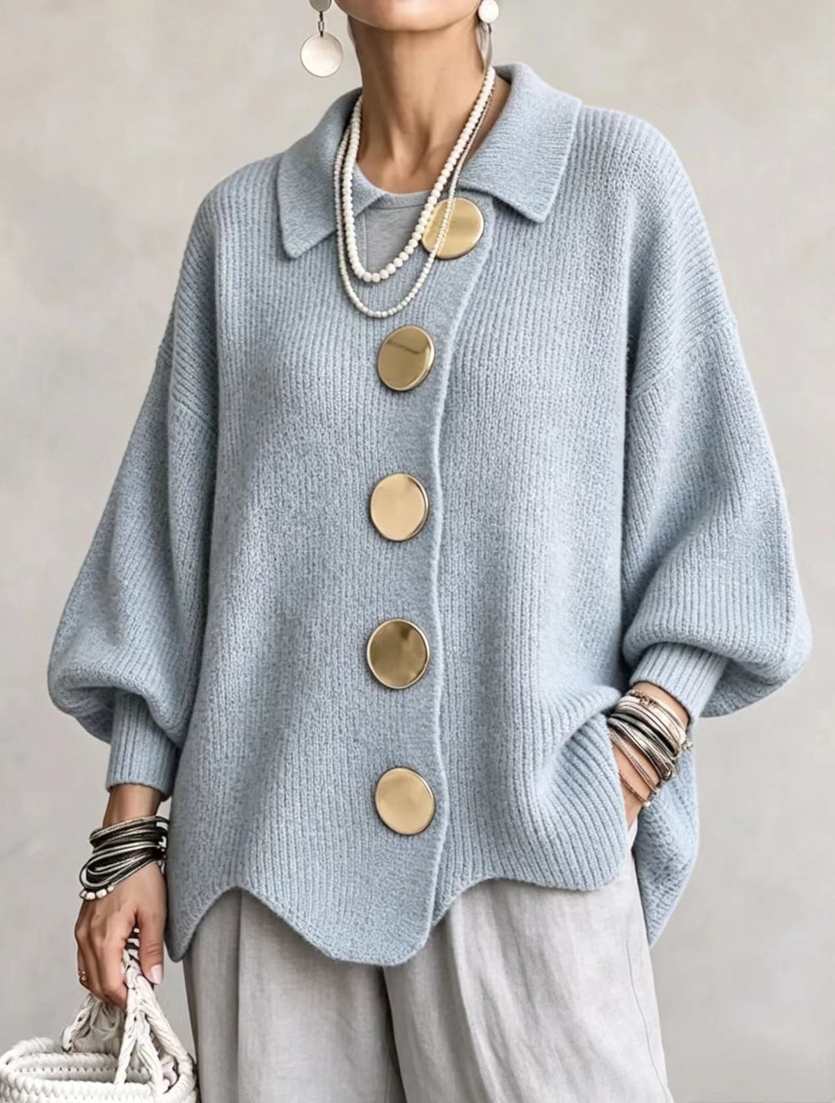 Ida™ | Cardigan med Gyldne Knapper