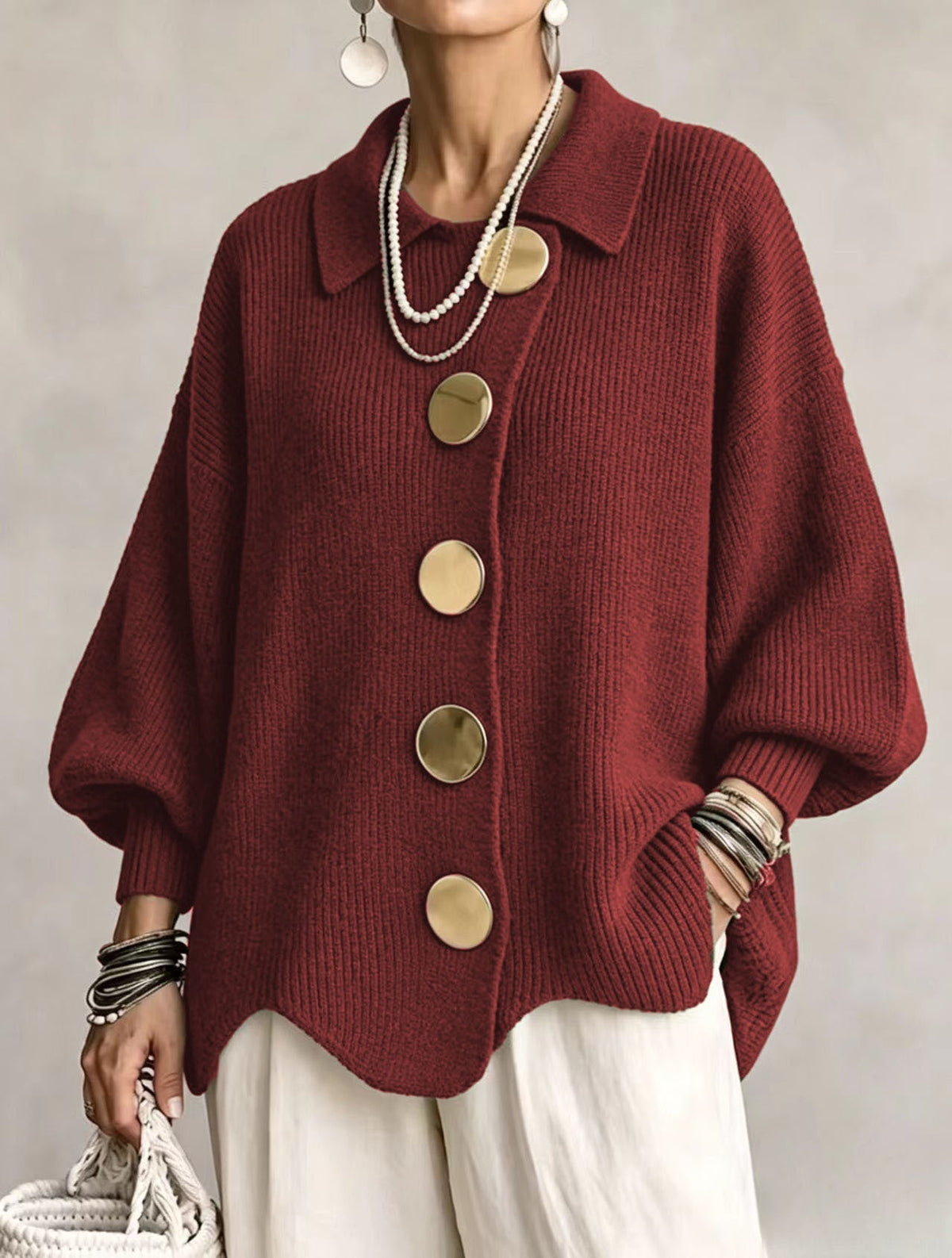 Ida™ | Cardigan med Gyldne Knapper