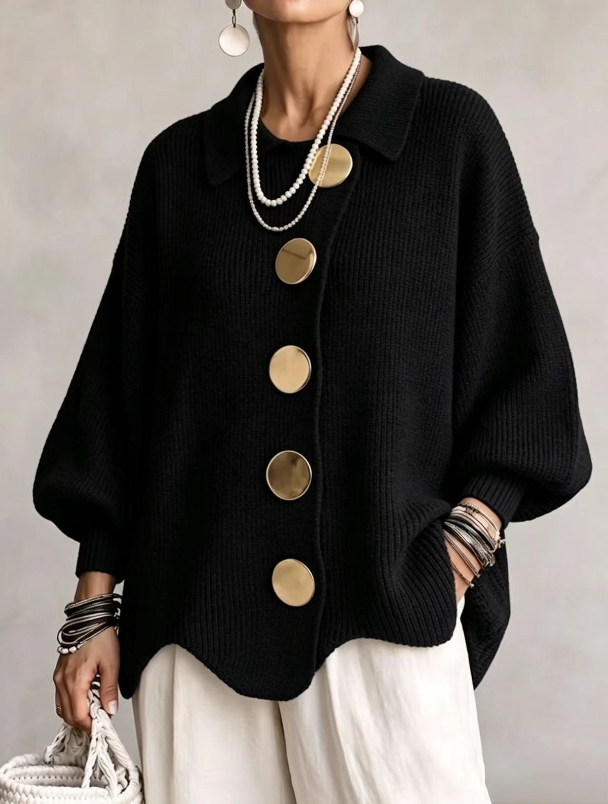 Ida™ | Cardigan med Gyldne Knapper