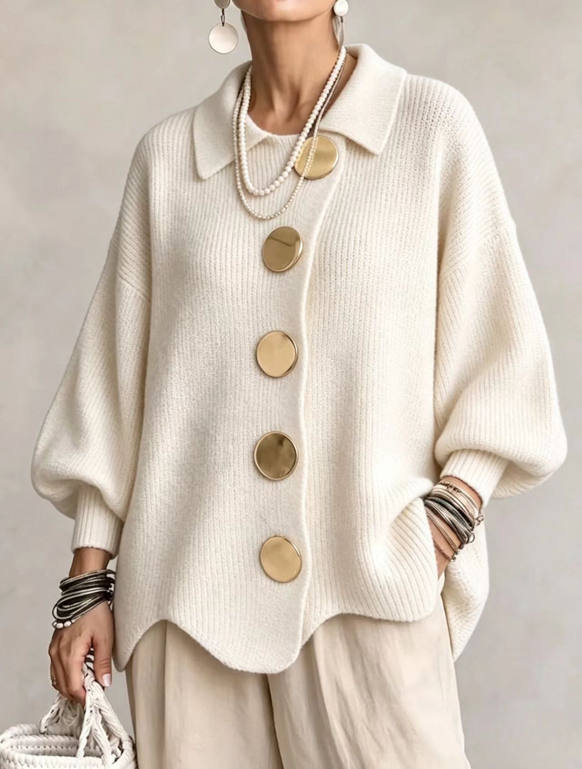 Ida™ | Cardigan med Gyldne Knapper
