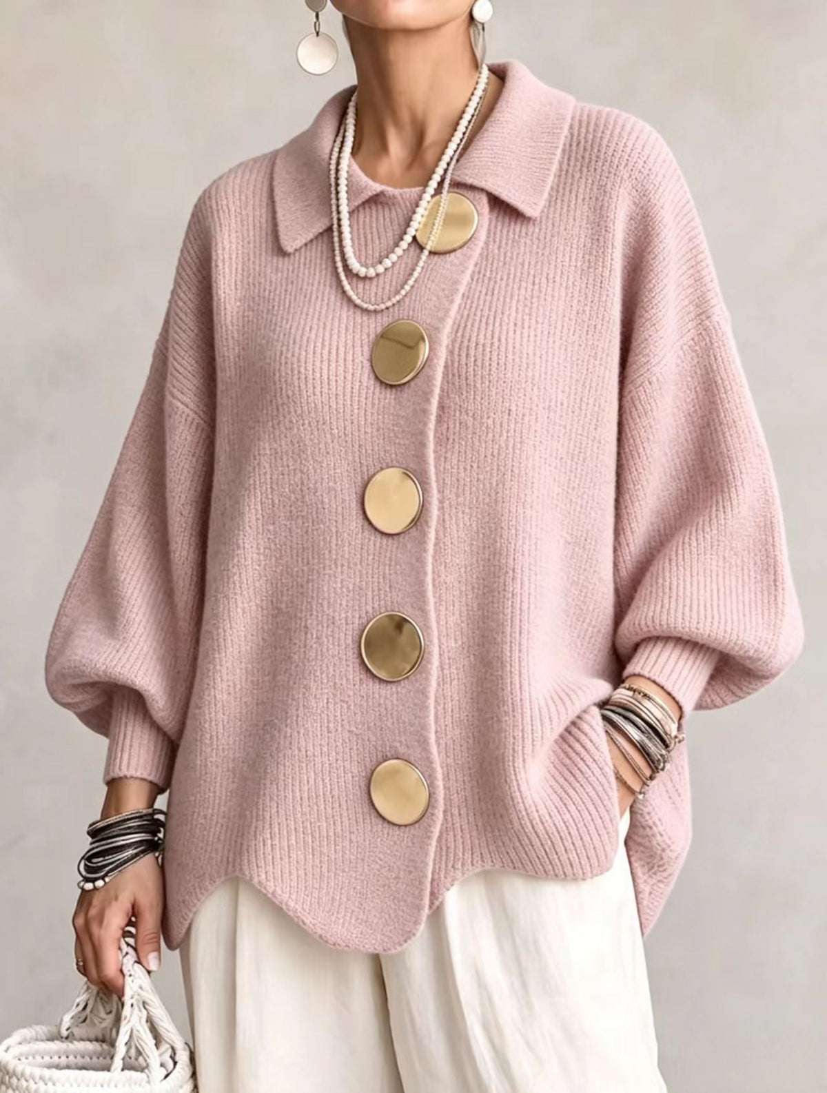 Ida™ | Cardigan med Gyldne Knapper