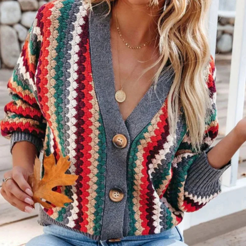 Amalia | Retro flerfarvet cardigan