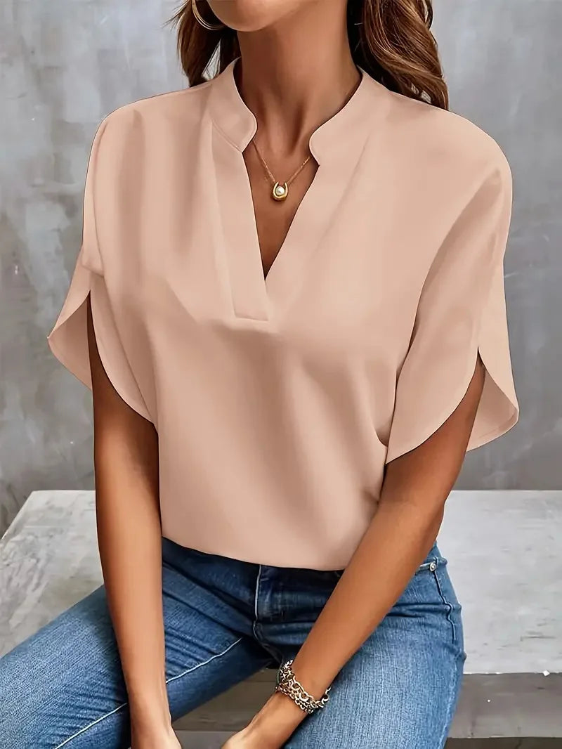 Annemie | Stilfuld V-Hals Flydende Bluse