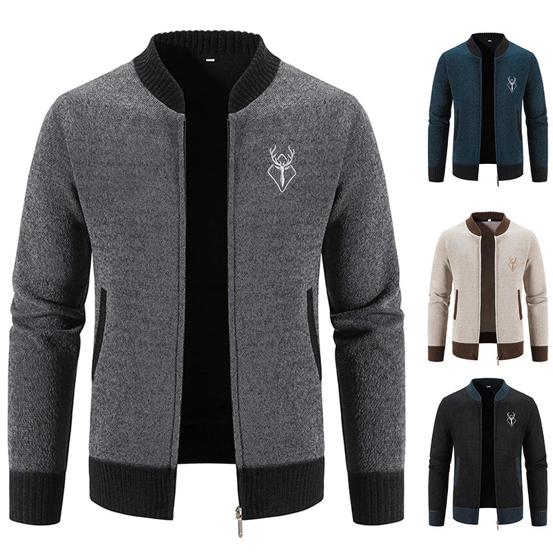 August | Strikket Herrecardigan med Hjortemotiv