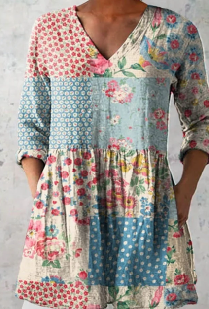Sofie™ | Lang Bluse med V-udskæring