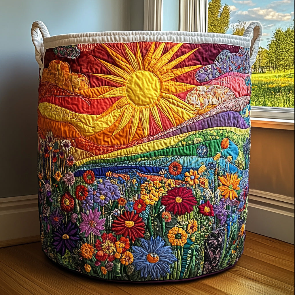Blomster og Sol – quiltet opbevaringskurv