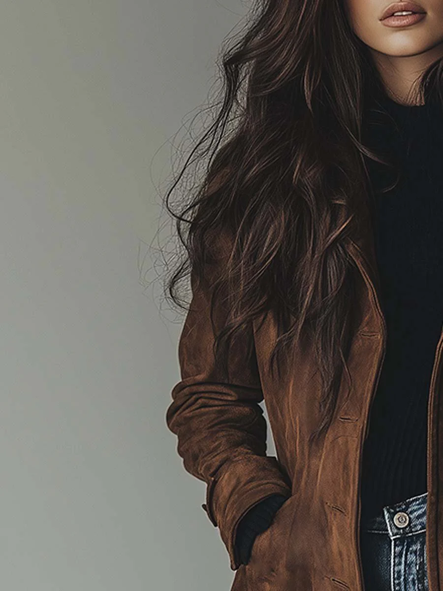 Teresa | Suede Trenchcoat i Vintage-stil