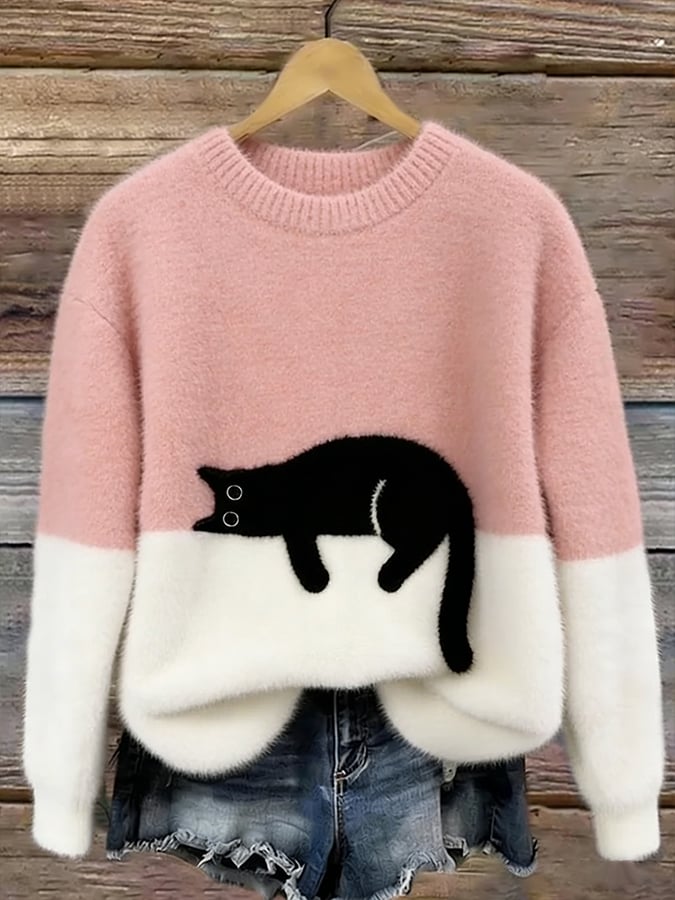 Lone™ | Afslappet Sweater med Kattemotiv
