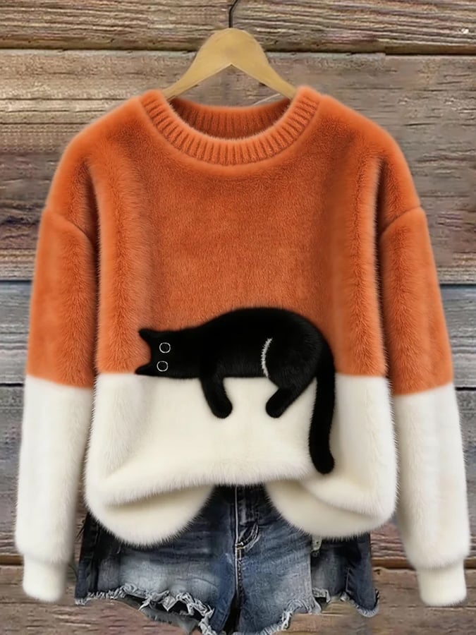 Lone™ | Afslappet Sweater med Kattemotiv