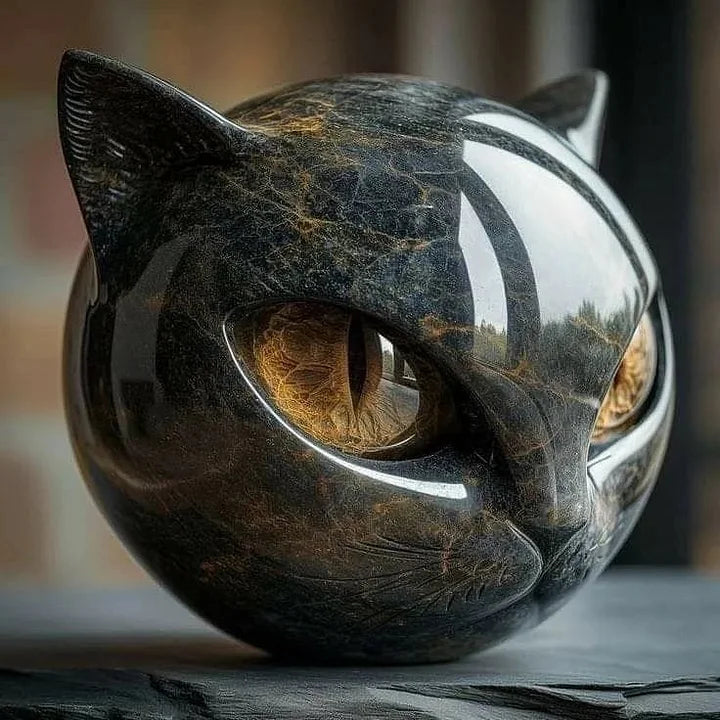 NoirCat | Mystisk Kattehoved-skulptur