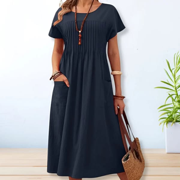 LEONIE™ KJOLE | Elegant plisseret kjole med praktiske lommer