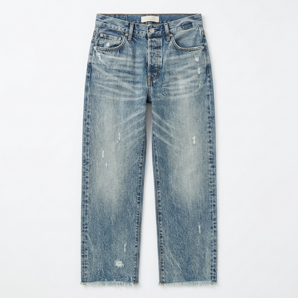Vivara | Cropped Jeans med Frynsede Kanter