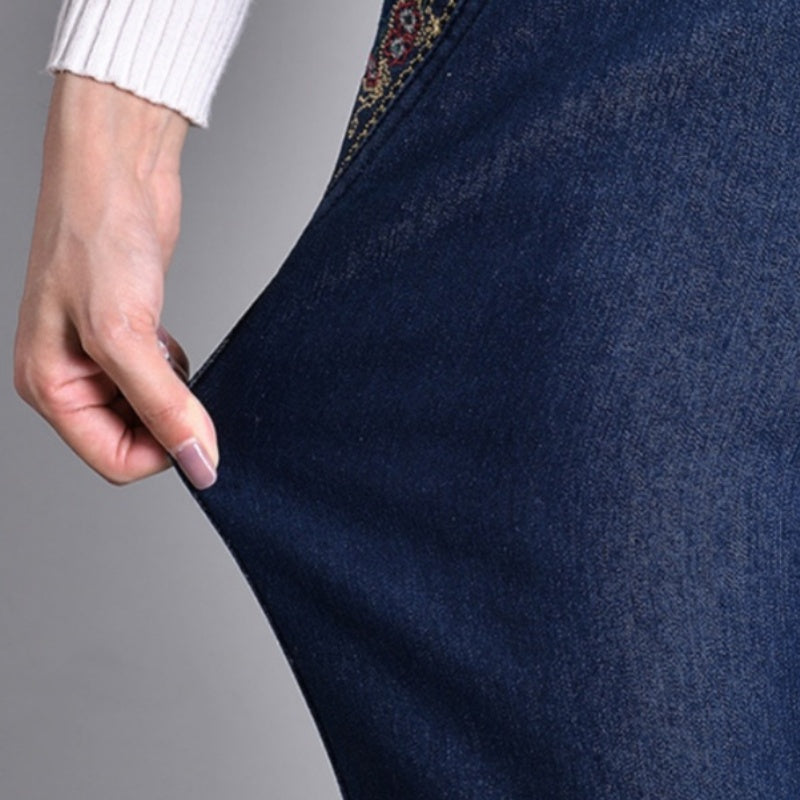 LALUNA™ – DAMEJEANS MED SIDELLOMMER OG ELASTISK TALJE