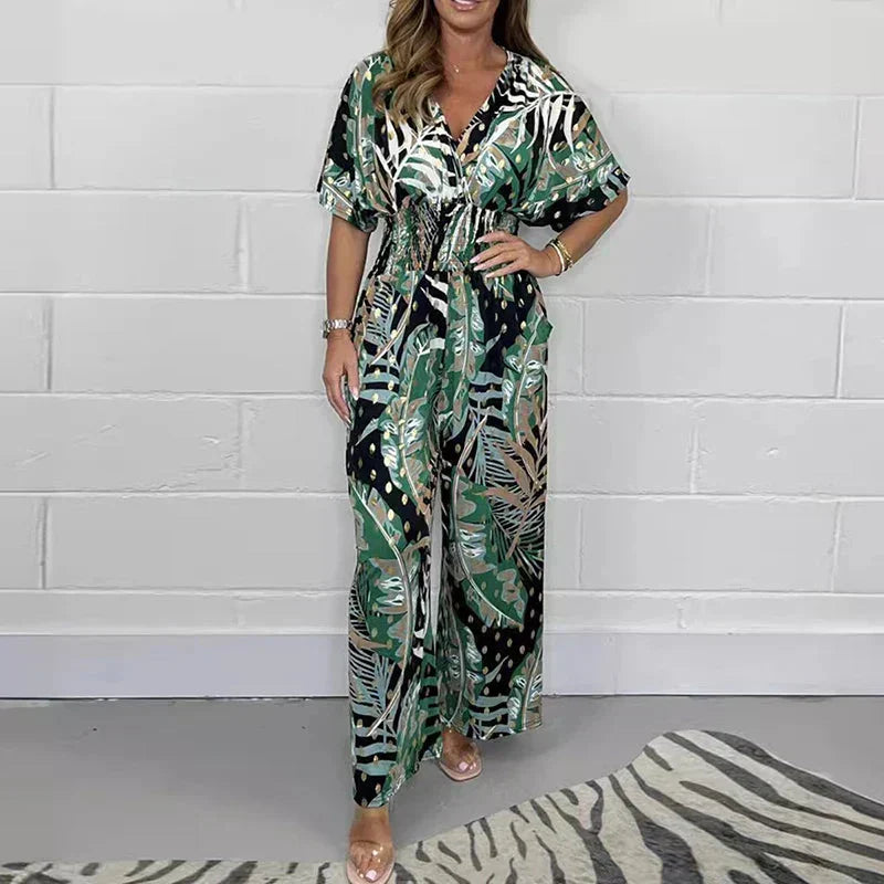 Solveig | Stilfuld Tropisk Print Jumpsuit