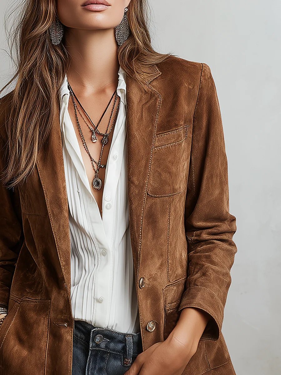 Cristina™ | Brun blazer i vintagestil