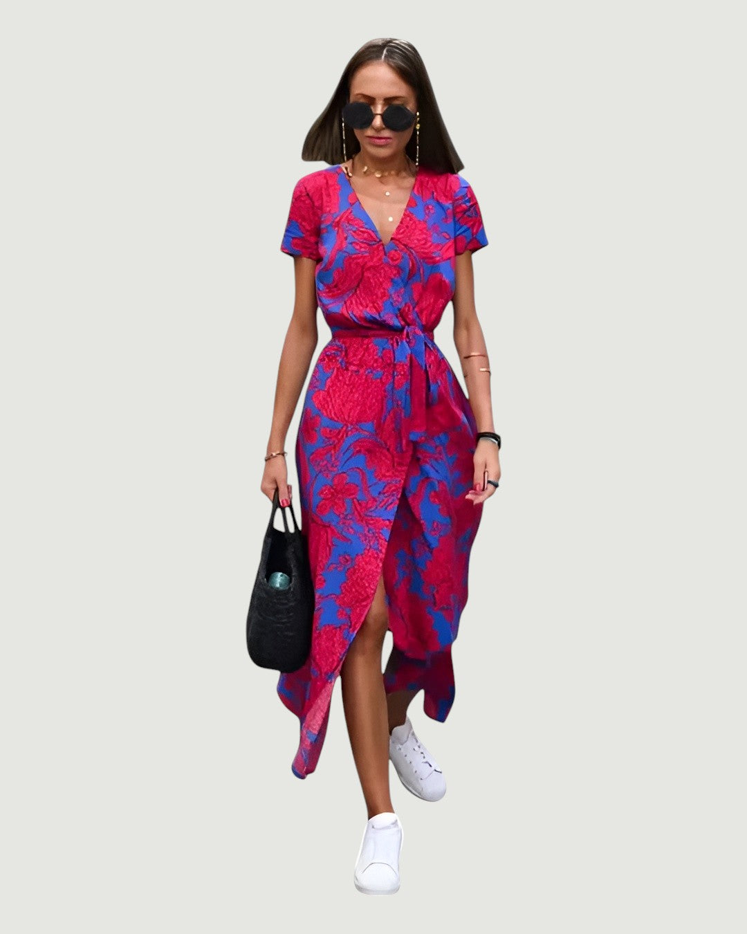 CELINA™ KJOLE | Farverig sommerstil med V-udskæring